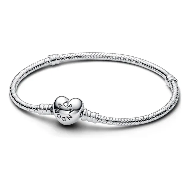Bracelete Pandora Pulseira De Prata E Fecho Coracao
