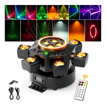 Moving Head 6braços 200w 10leds Rgbw Dmx Remoto Luz Dj Festa 127/220v