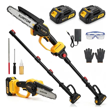 Motosserra Elétrica 21v 6 Com 4 Seções Haste Ext 2 Baterias Amarelo 127/220v