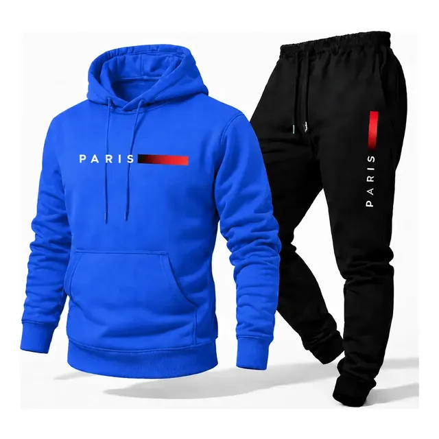 Conjunto Moletom Calça Unissex Paris Canguru Casaco Frio