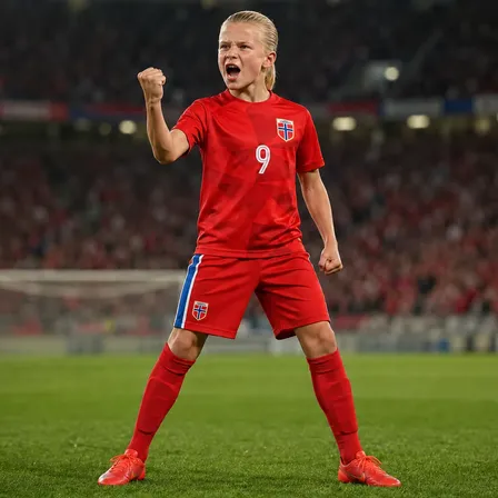 Camiseta E Shorts Da Noruega Haaland Seleção Infantil Noruega Haaland 4