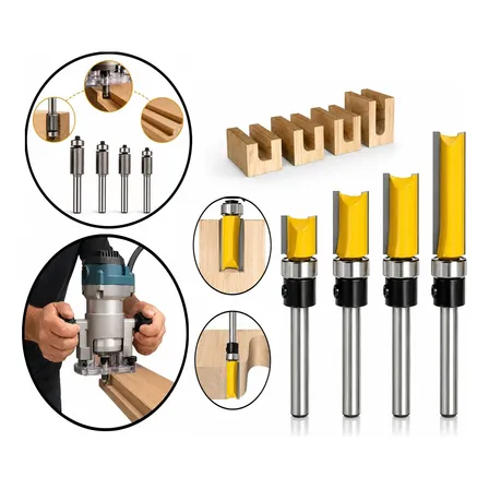 Fresa Tupia 6mm Kit Haste Reta Rolamento Madeira Paralela Fr