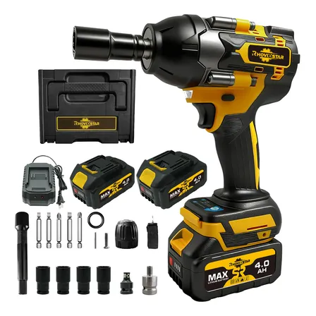 Chave De Impacto Elétrica Rhovix Star 850n.m Com 2 Baterias Preto E Amarelo 20v
