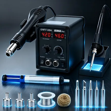 Estação Retrabalho 2em1 Esd 700w Para Reparo Smd Bga Celular Preto 127v