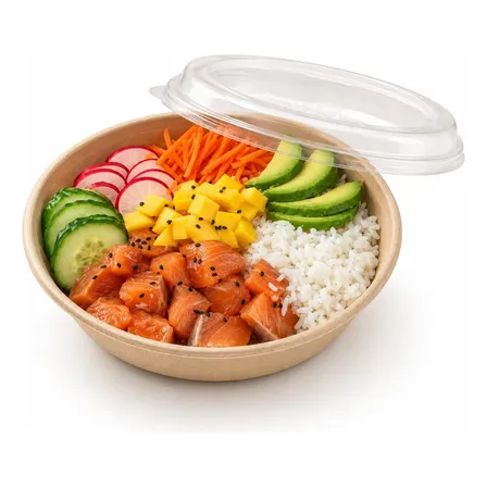 100 Pote Saladeira Poke Tampa Pet Bowl Redonda 1000ml