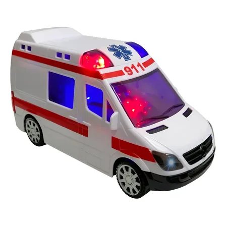 Carrinho Ambulância Infantil Luz Som Sirene Samu Bate Volta Ambulância Branco