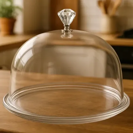Tampa De Boleira Redonda Em Plástico Pet Transparente 25cm