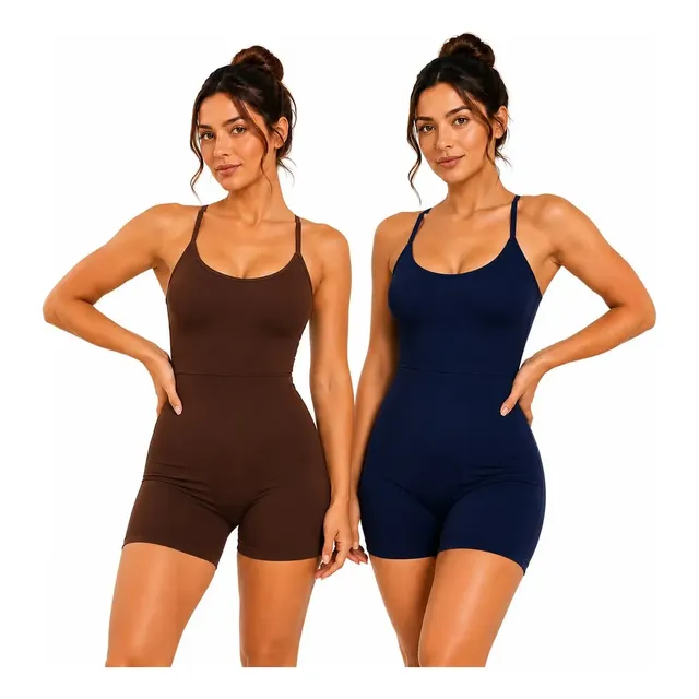 Kit 2 Macaquinho Fitness Feminino Curto Academia Treino