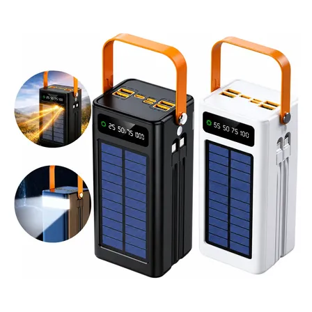 Power Bank 50000mah Solar Turbo Usb-c Display Led Lanterna Branco