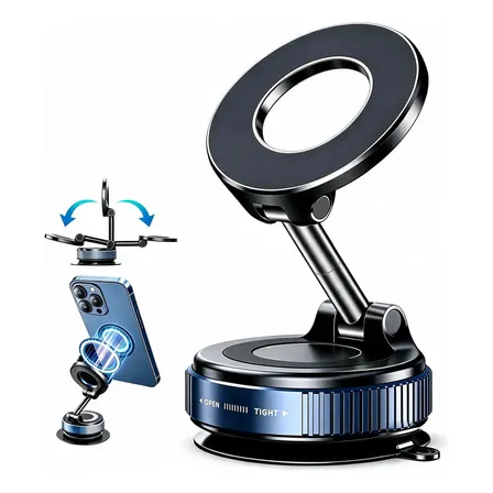 Suporte Celular Carro Magnético Rotativo 360dobrável Ventosa Preto/azul