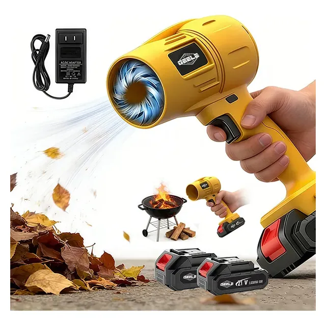 Soprador Turbo Portátil Recarregável 21v Com 2 Baterias Amarelo 110v/220v