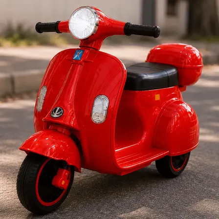 Moto Elétrica Scooter Infantil 6v Vermelha Com Farol Led Vermelho