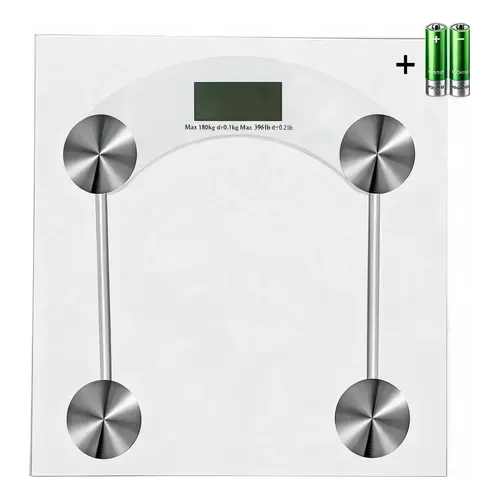 Balança Corporal Digital Vidro Temperado 180kg Com Pilhas Branco 1.5v