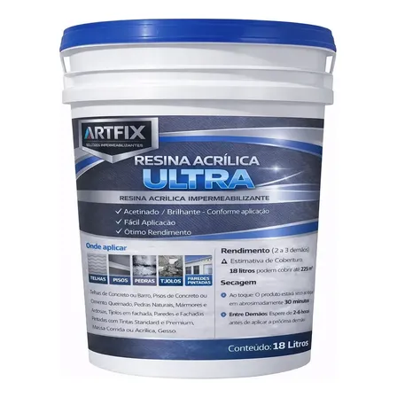 Artfix Resina Base Agua Para Superficies Internas E Externas 18l Incolor Acetinado
