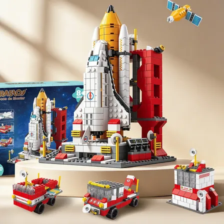 Brastoy Blocos De Montar Foguete Espacial 6 Em 1 1000 Peças 1000 Foguete De Blocos De Partículas Estáticos