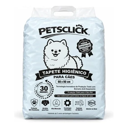 Tapete Higiênico Petsclick 30 Unidades 60x90 Para Cães Pet Branco