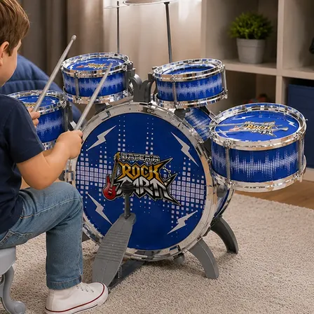 Bateria Infantil De Brinquedo Musical Mini Tambores Rock