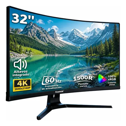 Monitor Gamer Curvo Gawfolk 32 4k 60hz 1500r Com Speaker Preto 127/220v