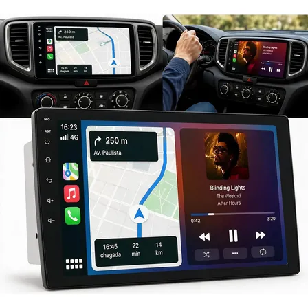 Multimidia Universal 9' 2 Din Carplay Android Auto Qled