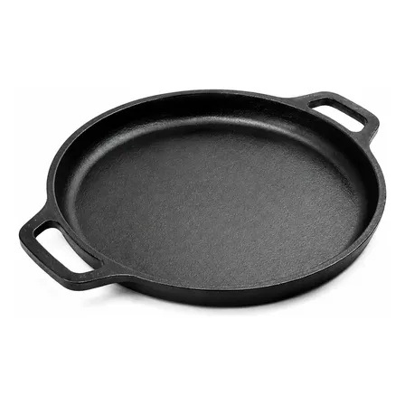 Chapa Bifeteira De Ferro Fundido 28cm Lisa Redonda 2 Alças