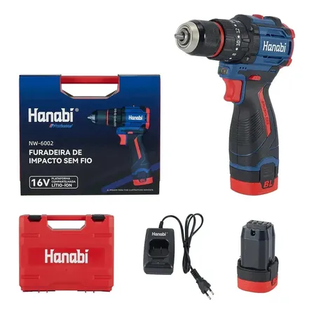 Parafusadeira Furadeira Impacto 16v Profissional 60hz Hanabi Azul-marinho 127/220v 60hz