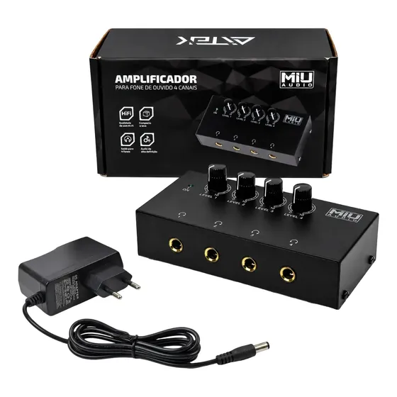 Amplificador De Fone De Ouvido 4 Canais Stereo Podcast Banda
