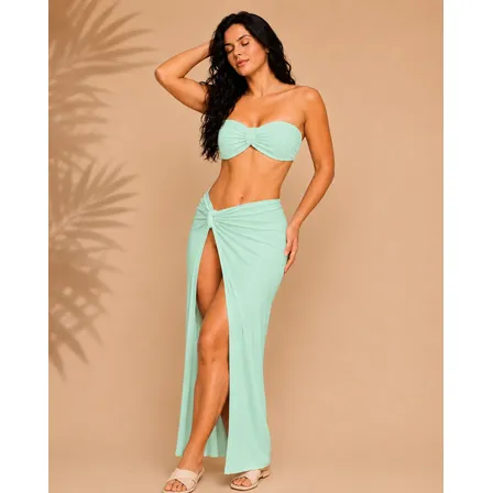 Triquíni Conjunto De Praia Saida De Praia Traje De Banho Verde Menta Liso Slim 38 A 42