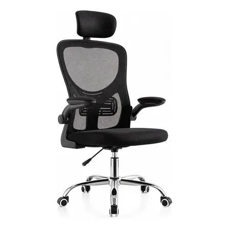 Cadeira Ergonômica Presidente Giratória Preto E Cinza Mesh