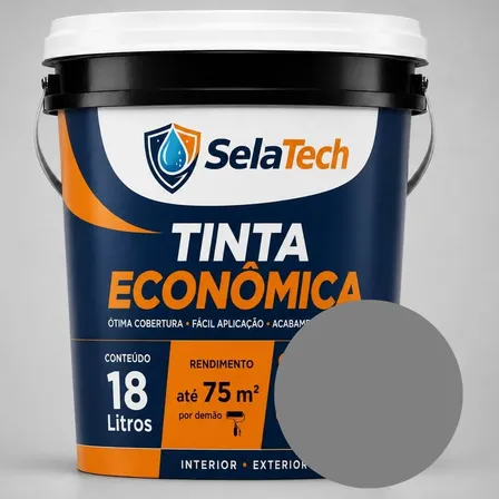 Tinta Econômica 18l Acrílica Fosca Selatech Cinza