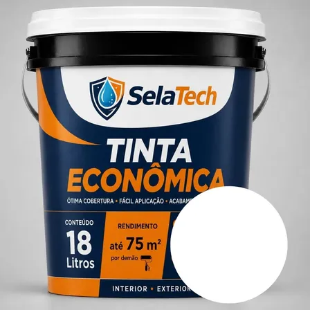 Tinta Acrílica Fosca Econômica Selatech 18l Interno Externo Branco