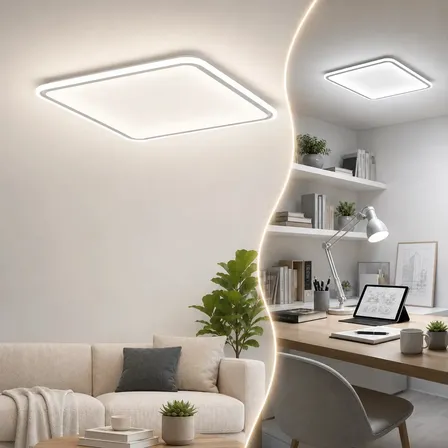 Plafon Led Sobrepor Quadrado 30w Multicor Bivolt Branco 40.8cm
