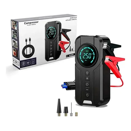 Compressor De Ar Portátil Auxiliar Partida Digital 4 Em 1