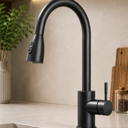 Torneira Gourmet Cozinha Monocomando Extensível Preta Preto Fosco