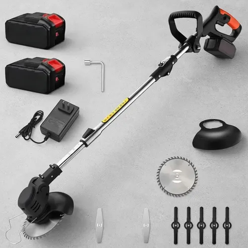 Roçadeira Sem Fio 48v Alta Potência Com 2 Baterias E Lâminas 127/220v Preto