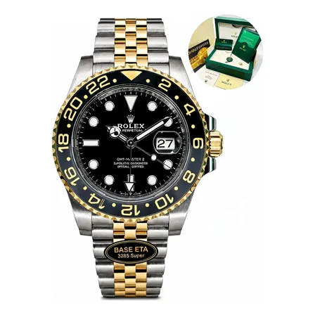 Relógio Rolex Gmt Master 2 Automático Prata Dourado Safira Misto