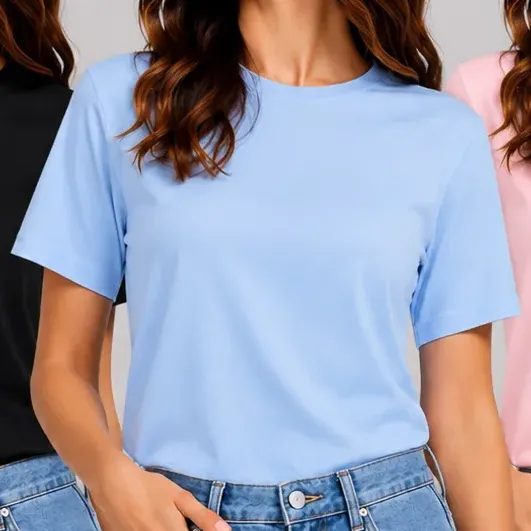 Kit Camiseta T-shit Feminina Malha Peruana Básica Oversized