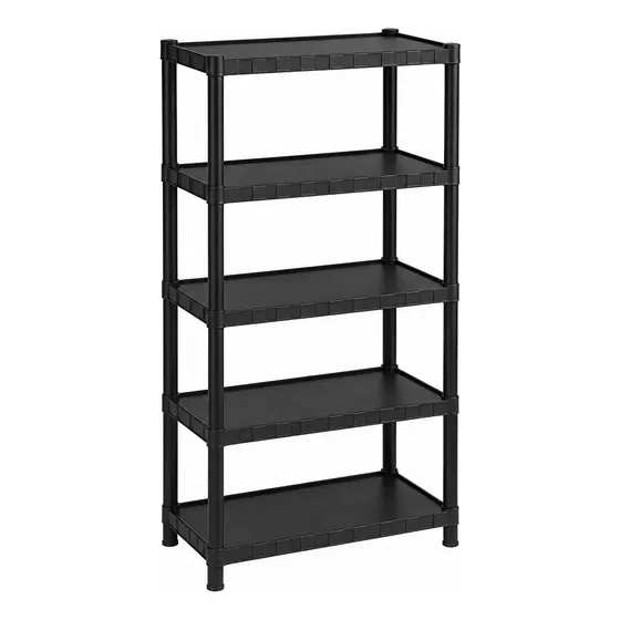 Estante 5 Prateleiras Plástico Resistente Preto Modular