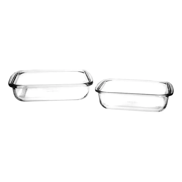 Assadeiras Quadradas Marinex 2 Peças Vidro Com Alça