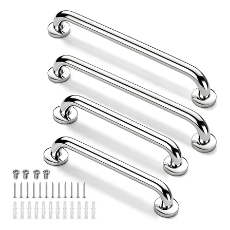 Barra Apoio Banheiro Inox 40/60cm 4pcs Suporte Banho Prateado