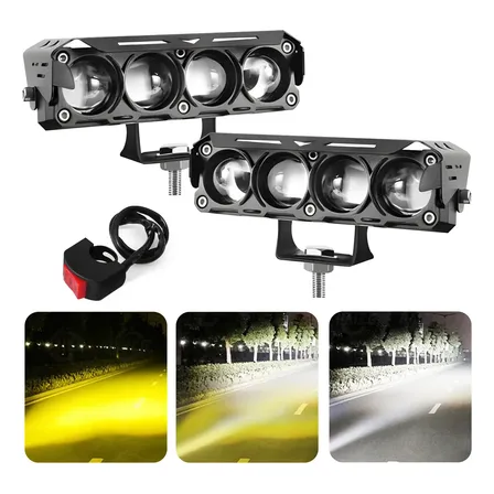 Kit 2 Farol De Milha Moto Led Auxiliares Dual Colo 80w 8-85v Ambos Lados