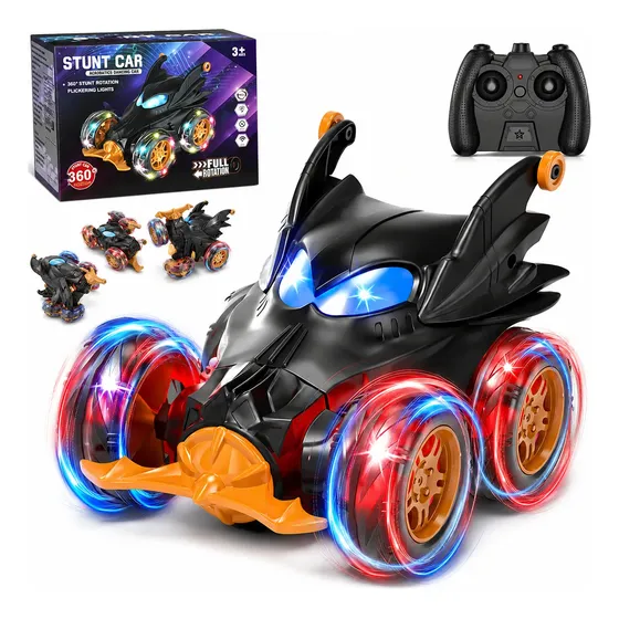 Carrinho Controle Remoto Acrobata Gira 360 Graus Morcego Preto Bat Morcego