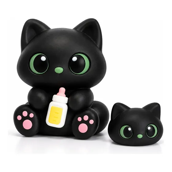 Squishy Gatinho Preto De Apertar Antiestresse Fidget Toy