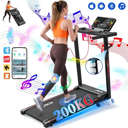 Esteira Elétrica Jmjn 3hp 14km/h Com Bluetooth E App 200kg Preto-app 127v