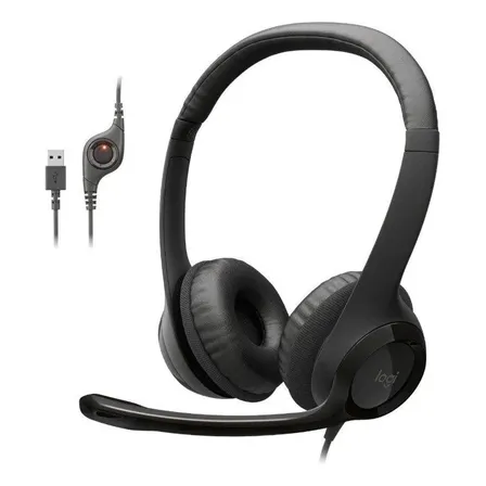 Headset Usb Logitech H390 Almofadas Microfone Redução De