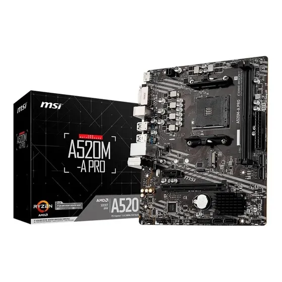 Placa-mãe Msi A520m-a Pro Amd Am4 Matx Ddr4 Preto Preto