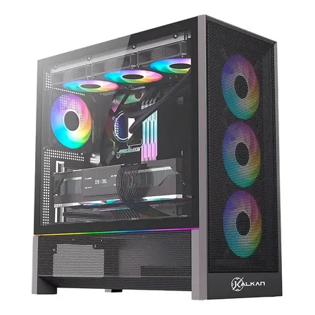 Gabinete Gamer Kalkan Hakon Pro E-atx Vidro Temperado Preto