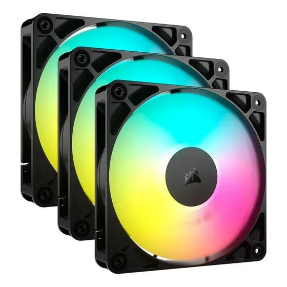 Kit 3 Ventoinhas Corsair Rs120 Argb 120mm Pwm Preto