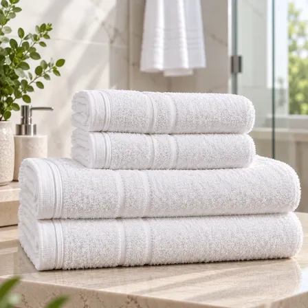 Kit 4 Toalhas Banho E Rosto Hotel 100% Algodão Alta Absorção Branco