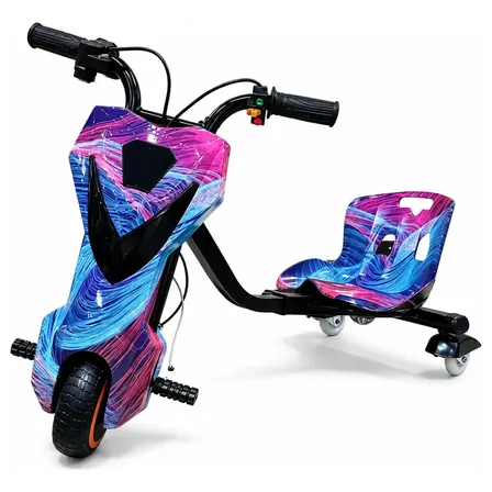Kart Patinete Triciclo Elétrico Drift 250w 6.5 Bluetooth Led Lilás