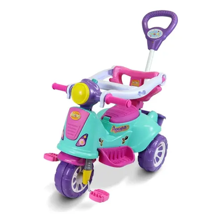 Andador Triciclo Maral Baby Avespa Rosa Super Rodinha Rosa